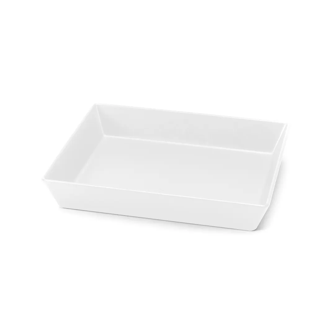 Steelite DFBRC1210LT020 Rectangular Plastic Bowl, 3.25 Qt (12" x 10" x 2") Linen White Melamine, 5/Case