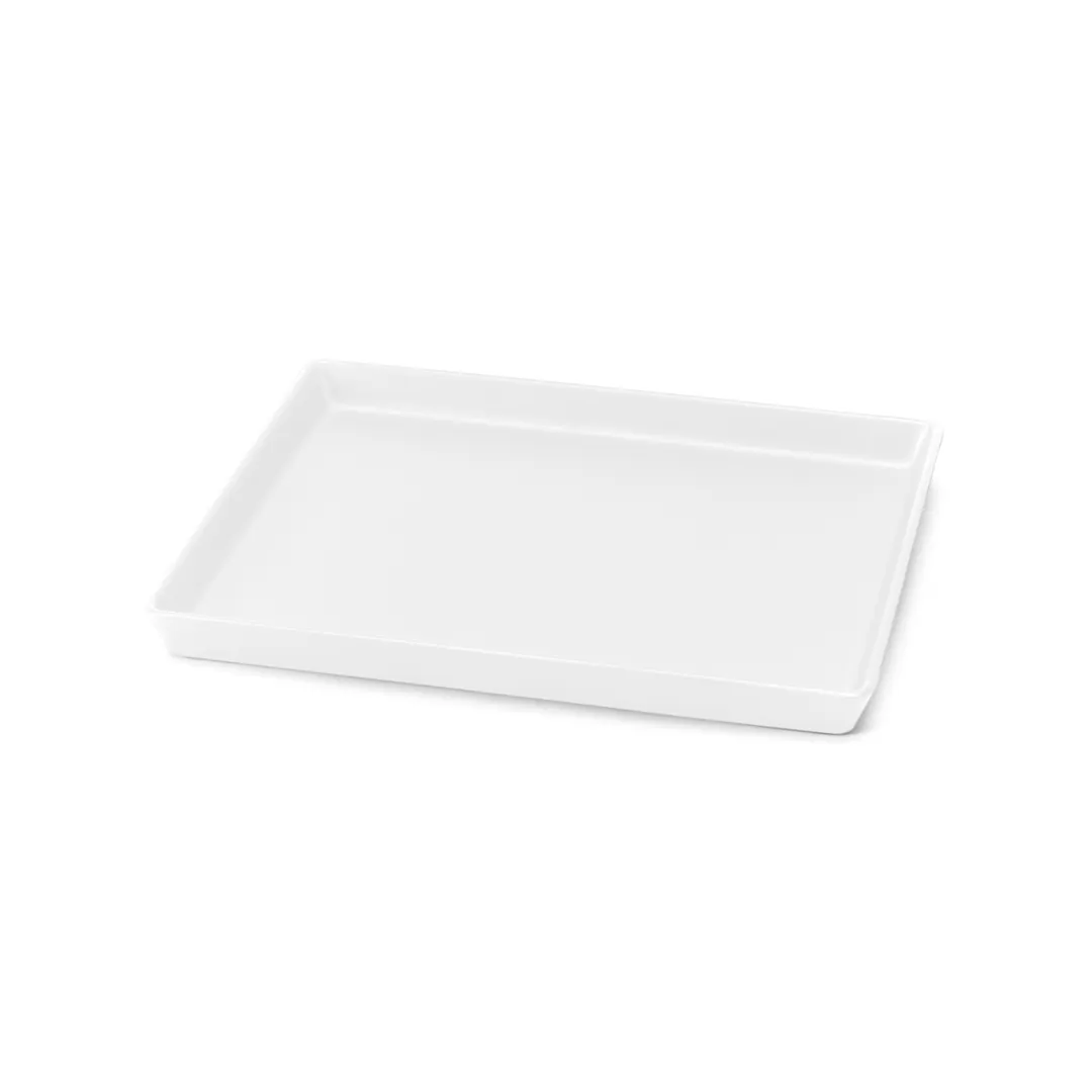 Steelite DFTRC1210LT020 Rectangular Bakery Display Tray, 12" W x 10" D x 1" H, White Melamine - 10/Case
