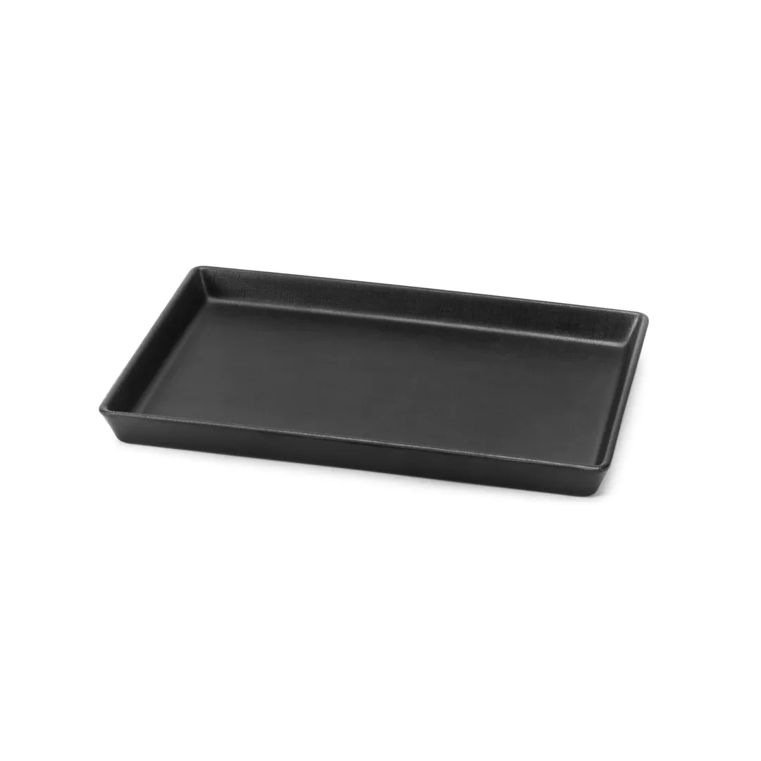 Steelite DFTRC128LT010 Black Melamine Tray With Linen Finish, 12" W x 8" D x 1" H, 10/Case