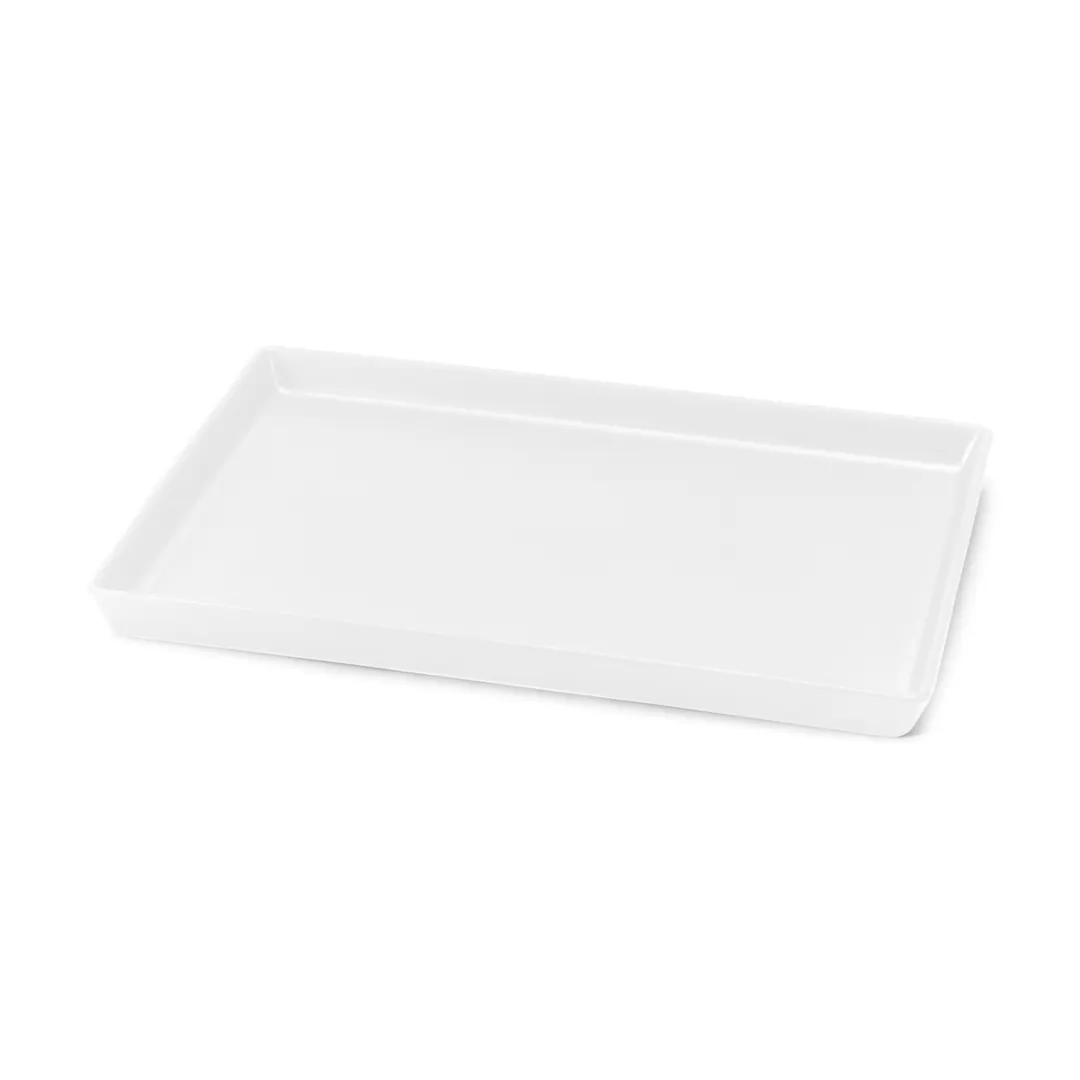 Steelite DFTRC1410LT020 Bakery Display Tray, Rectangular White Melamine, 14" W x 10" D x 1" H - 10/Case