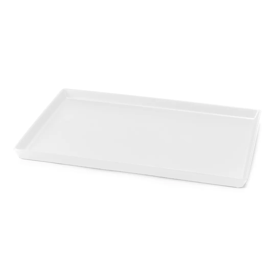 Steelite DFTRC1812LT020 Rectangular Bakery Display Tray, 18" x 12" x 1" White Melamine - 10/Case