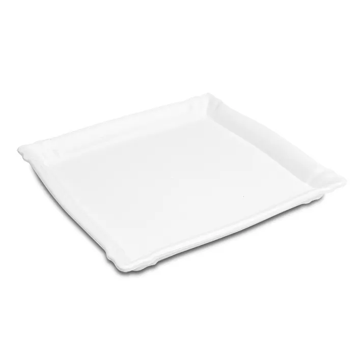 Steelite DFTSQ13CF020 - Square Café White Melamine Serving Tray, 13" W x 13" D x 1-1/4" H - 10/Case