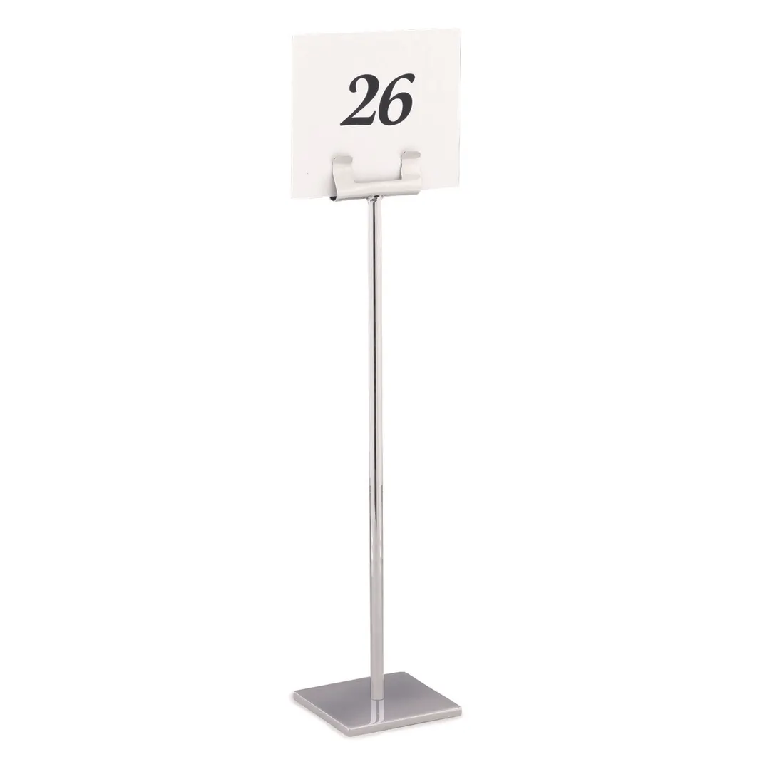 Steelite DW04181MSS Number Stand, 4.0" W x 4.0" D x 18.0" H, Steel Base, Card Holder - 2/Case
