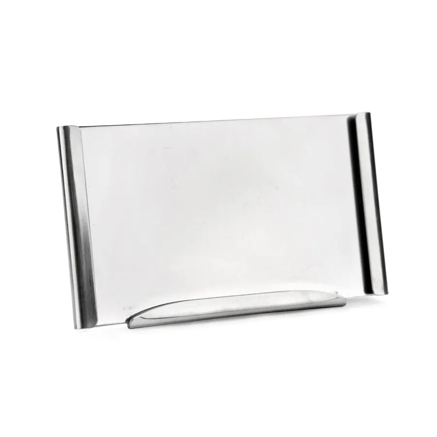 Steelite DW07373HKSS - Card Holder Sign, 3.85" W x 2.35" D, 18/10 Stainless Metal, Tabletop - 6/Case