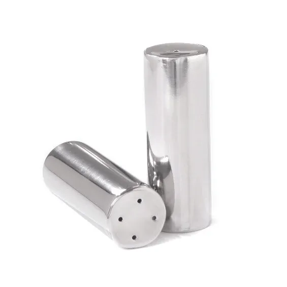 Steelite DW7011SS Salt & Pepper Set, 2 oz, 2.5"W x 1.25"D x 3.5"H, 18/10 Stainless Steel, 6/Case