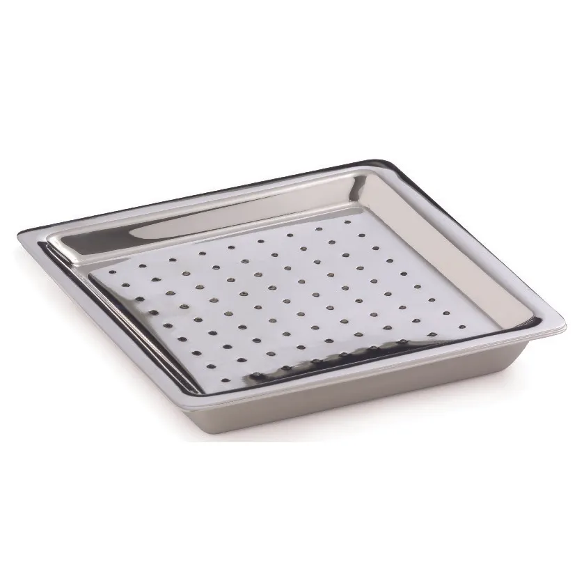Steelite DWDRIP5QSETSS Drip Tray, 5" x 5" x 0.625" Square Stainless Steel, Silver Finish, - 2/Case