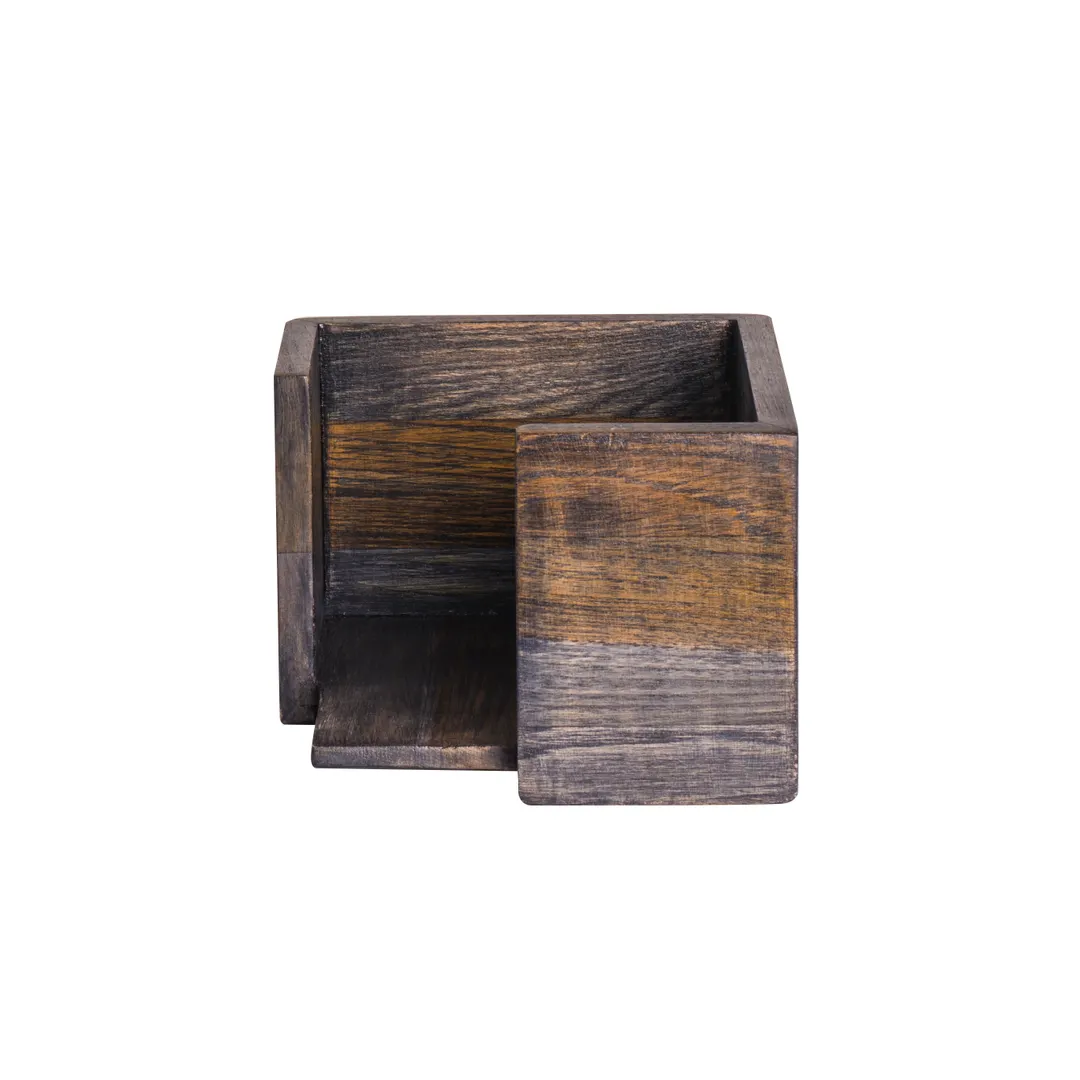 Steelite DWFBWDNH475AG Napkin Holder, 5.75" x 5.75" x 4" Ash Grey Wood, Fusion Buffet System