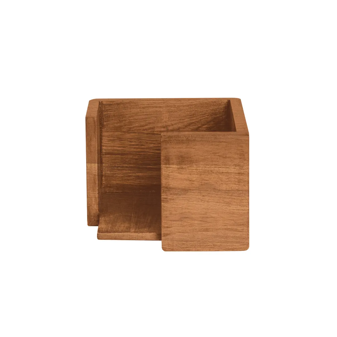 Steelite DWFBWDNH475T - Napkin Holder, 5.75" x 5.75" x 4" Teak Wood, DW Haber Fusion Buffet