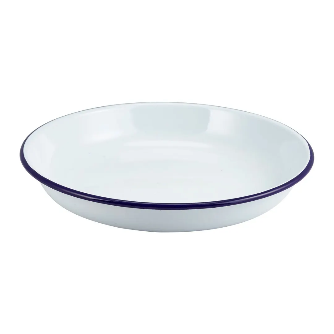 Steelite GW45624 - 9.5" Rice Pasta Plate, Coated Steel, Blue Rim, Dishwasher Safe - 1 Dozen