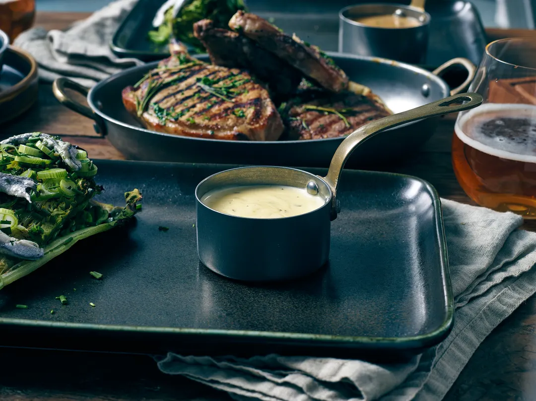 Steelite GWSMS7V Sauce Pan, 4.75 oz, 6.25" x 2.875" x 3.25", Stainless Steel, Vintage Finish - 6/Case