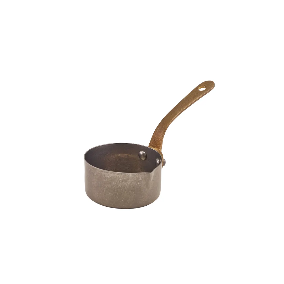 Steelite GWSMSL7V Sauce Pan, 4.75 oz, 6.25" x 2.875" x 3.25", Stainless Steel Vintage Finish - 6/Case