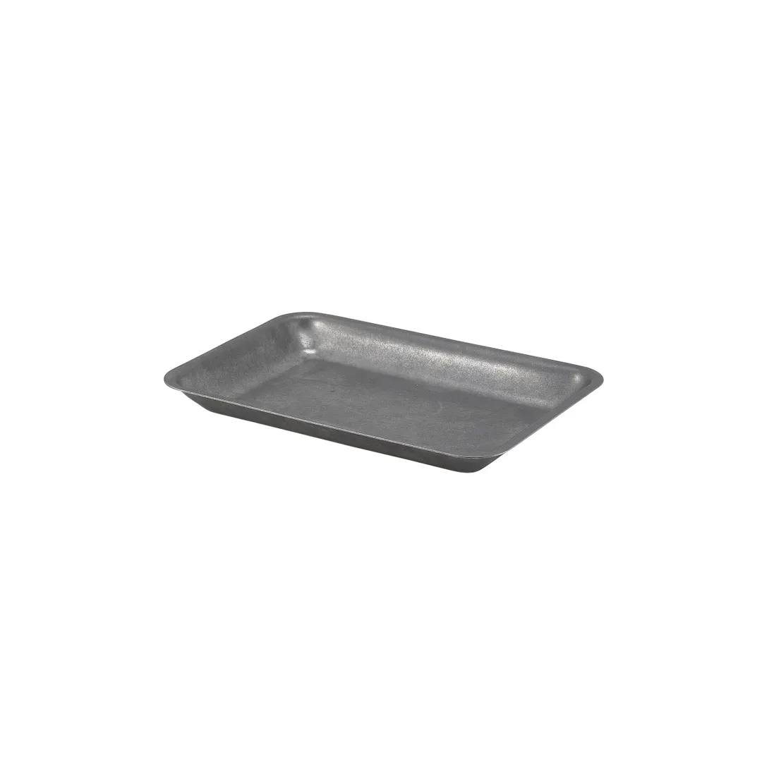Steelite GWSST2014V Rectangular Tray, 8" x 5.75" x 0.75", Stainless Steel, Vintage Finish - 24/Case