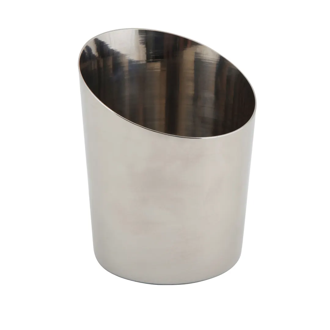 Steelite GWSVCA10 Angled Cone Basket, 15 oz (3.75" x 3.625" x 4.5"), Stainless Steel - 24/Case