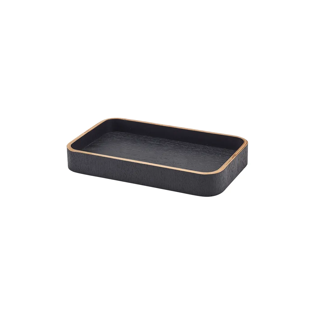 Steelite GWWVT23BK Serving Display Tray, Rectangular Black Wood Veneer, 9" x 5.5" - 6/Case