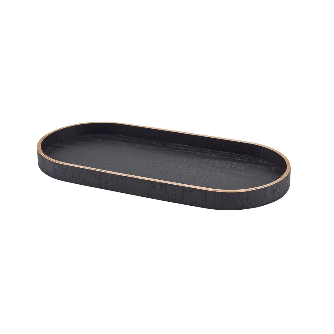 Steelite GWWVTV35BK Oval Wood Veneer Tray, Black, 13.75" x 6.375", Wood, - 6/Case