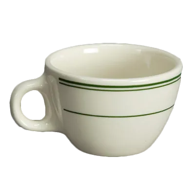 Steelite HL1021 Ovide Cup, 7.5 Oz, 4.875"x3.75"x2.5", Green Band, China, Dishwasher Safe - 36/Case