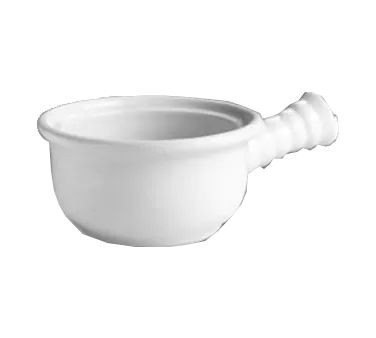 Steelite HL11920ABWA - China Soup Crock Bowl, 10-12 oz, 7-1/8" x 4-3/4" Handle, White - 1 Dozen