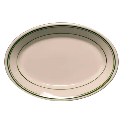 Steelite HL1521 - Rolled Oval Platter, 8.125" x 5.625", Green, China, Dishwasher/Oven Safe - 36/Case