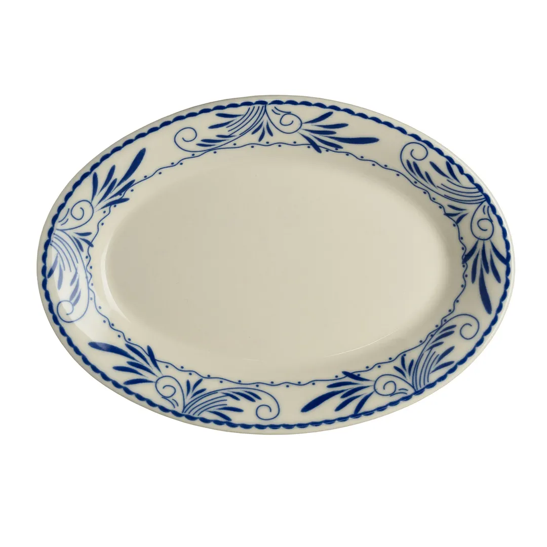 Steelite HL15241008 Oval China Platter, 8.13" x 5.63", White/Homer/Ivory/Blue Mex - 1 Dozen