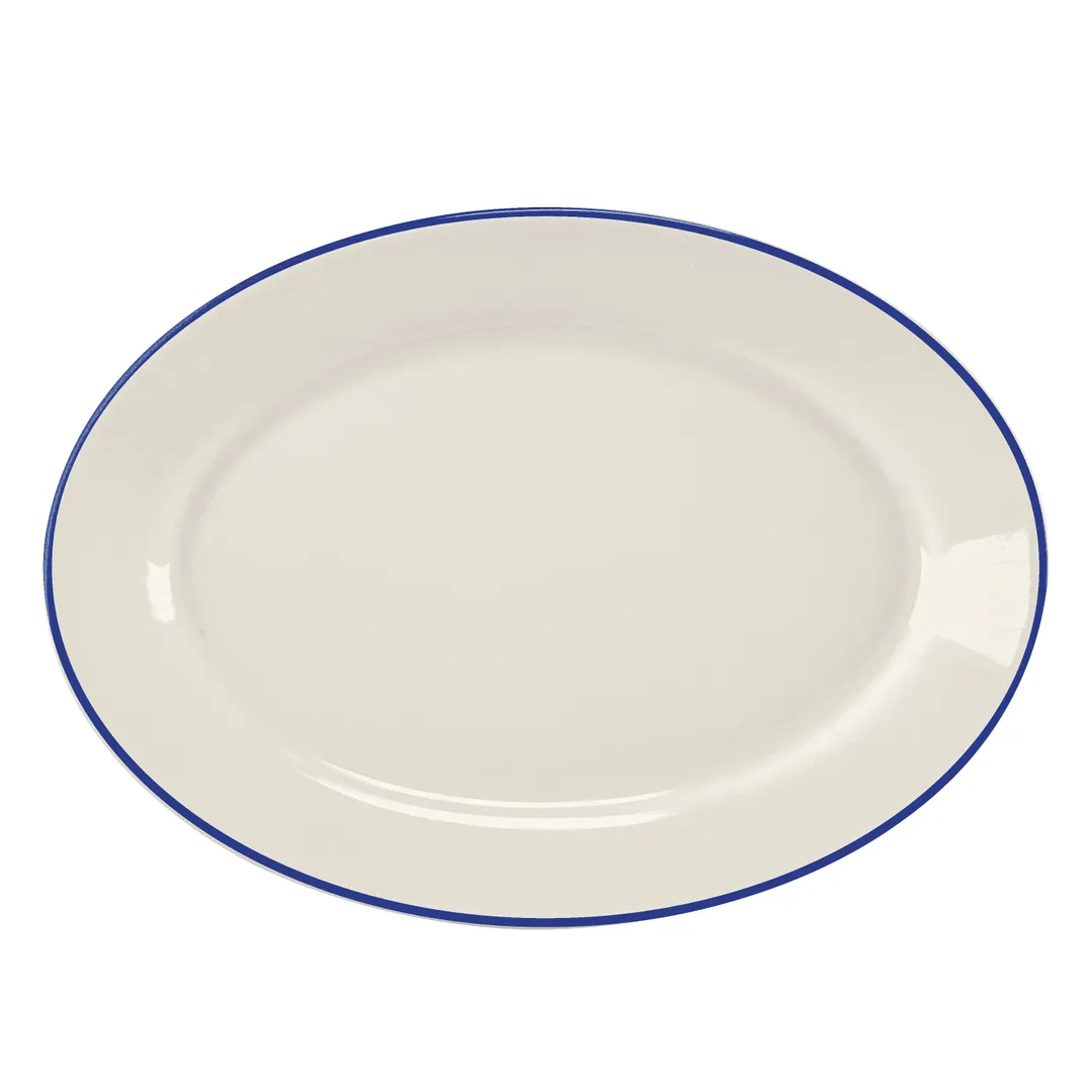 Steelite HL15463929 Rolled Edge Oval Platter, 10.5" x 7.25", Blue Line China, - 1 Dozen