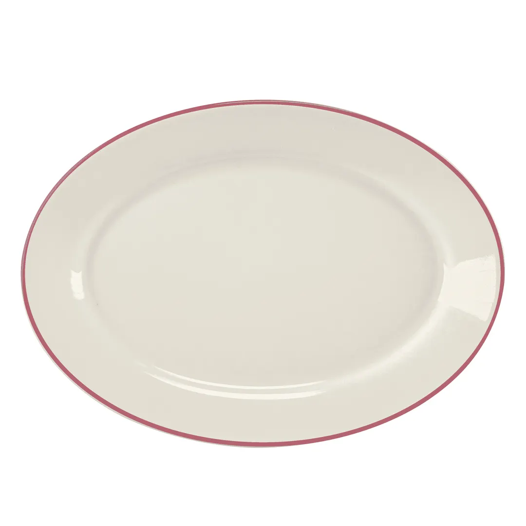 Steelite HL15563928 Rolled Edge Oval Platter, 11.75" x 8" Rose Line, China - 1 Dozen