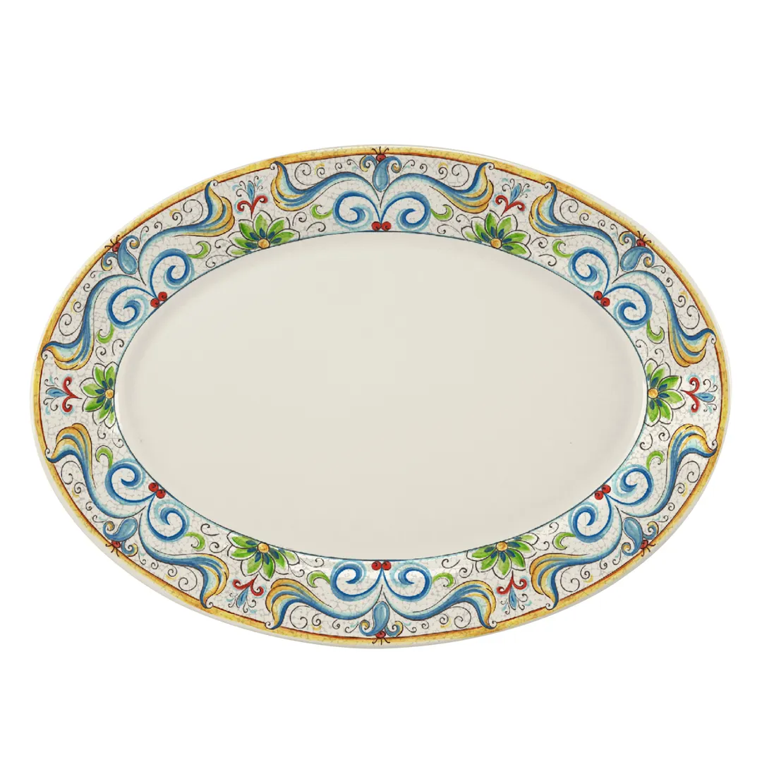 Steelite HL15763910 - Rolled Edge Oval China Platter, 13.375" x 9.25" x 1.5", Majorca, - 1 Dozen