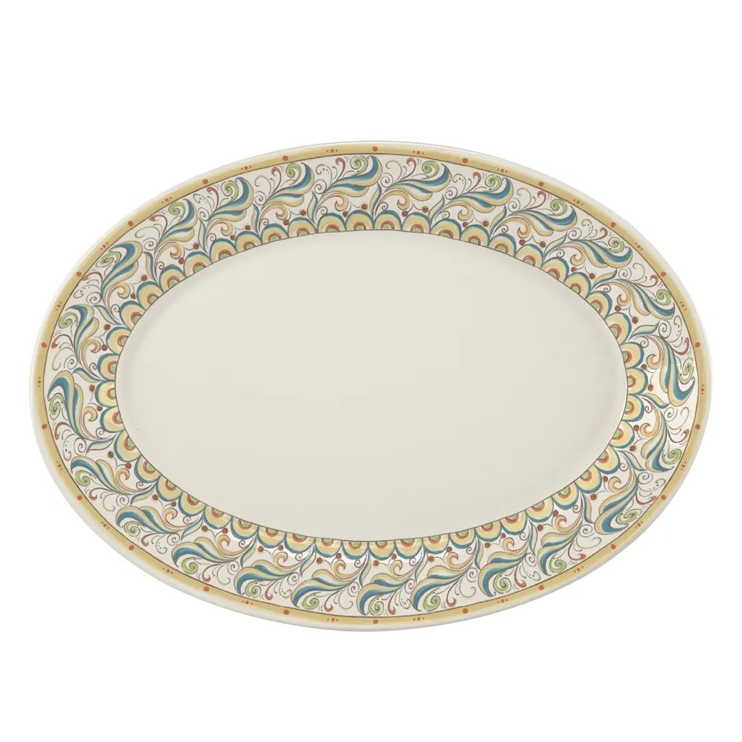 Steelite HL15763912 Rolled Edge Oval China Platter, 13.375" x 9.25" x 1.5" - 1 Dozen
