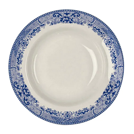 Steelite HL25363924 - Rolled Soup Bowl, 9" x 1.625", 12.75 Oz Willow Rim Blue China, 1 Dozen