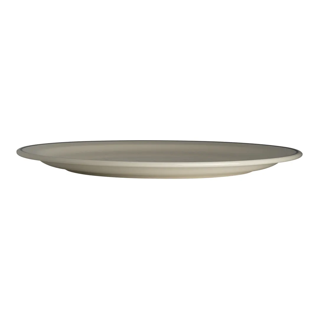 Steelite HL2601743 Oval China Platter, 11.38" x 9" White/Homer/Ivory/Black, Narrow Rim - 1 Dozen