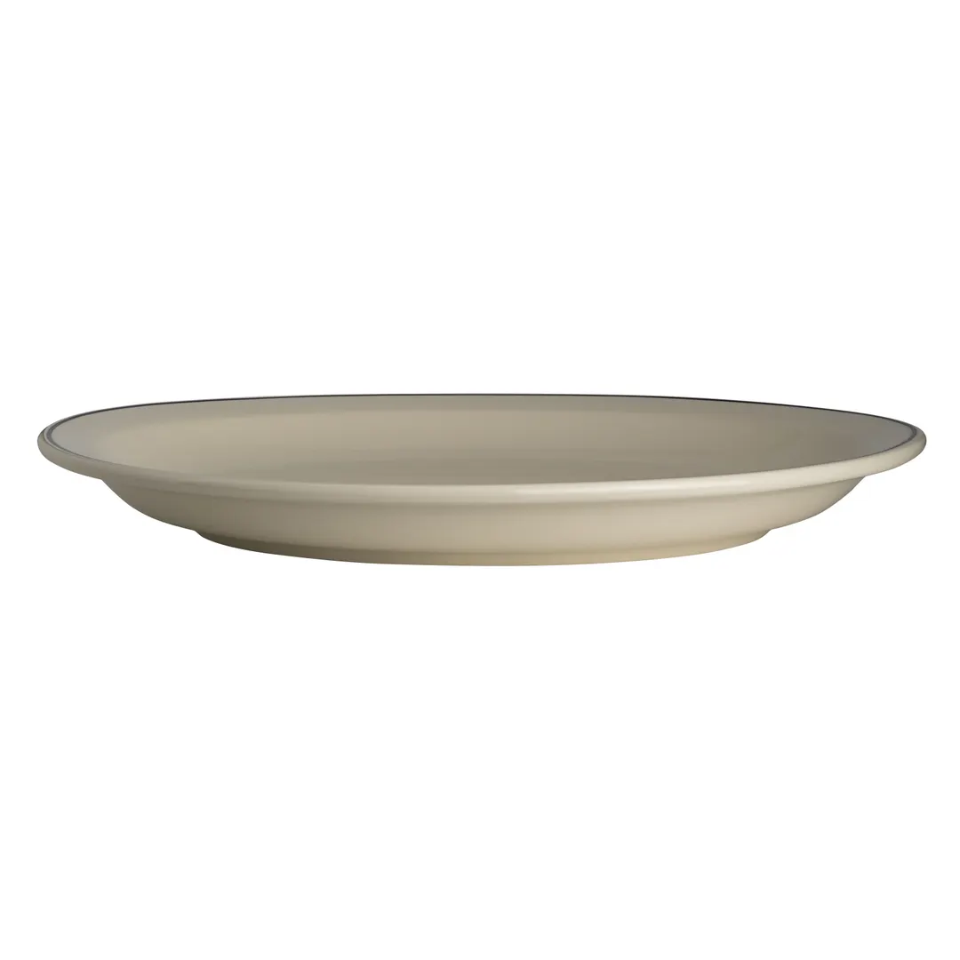 Steelite HL2611743 Oval China Platter, 13.75" x 11.25", White Homer Black, Narrow Rim - 1 Dozen