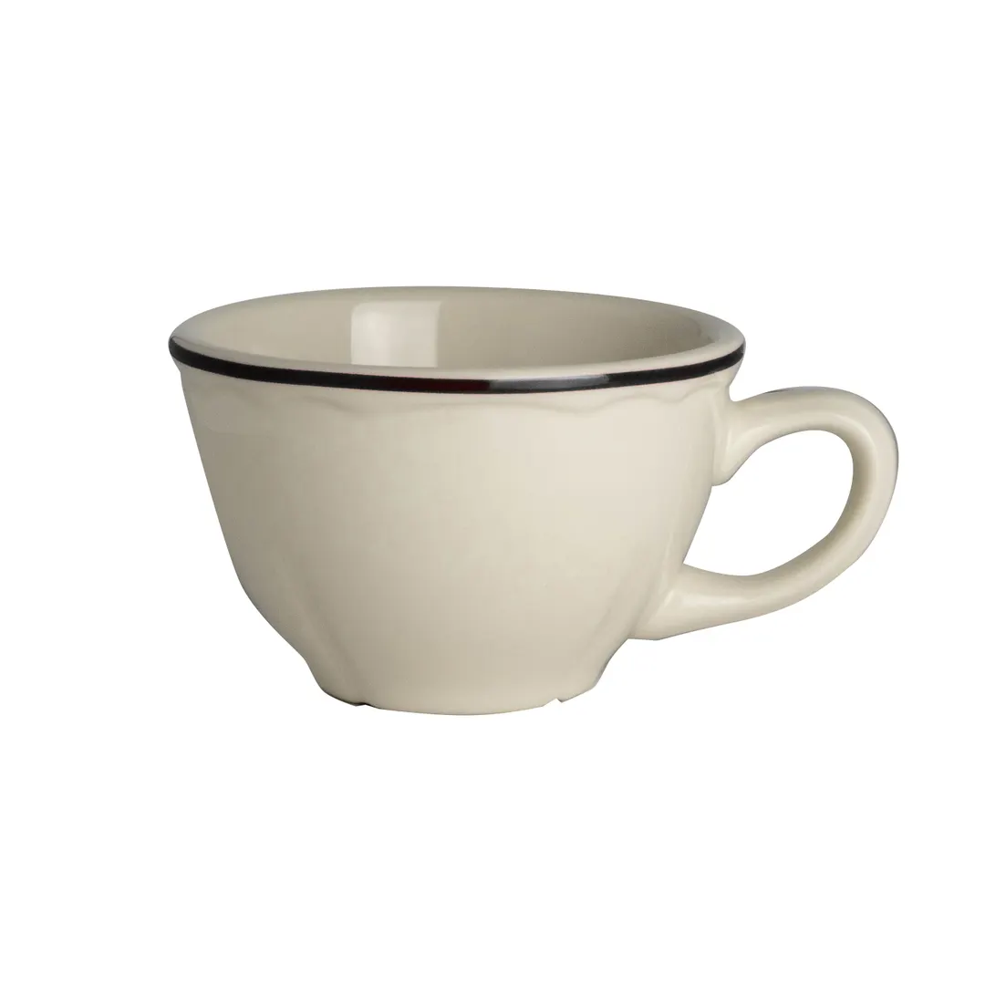 Steelite HL508847 - 7.25 oz Black China Cup, 3.75" x 2.5", Edge, Dishwasher Safe 500°F - 36/Case