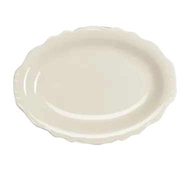 Steelite HL52500 Oval China Platter 10" x 7.75" Scalloped Edge Dishwasher/Oven Safe 500°F - 24/Case