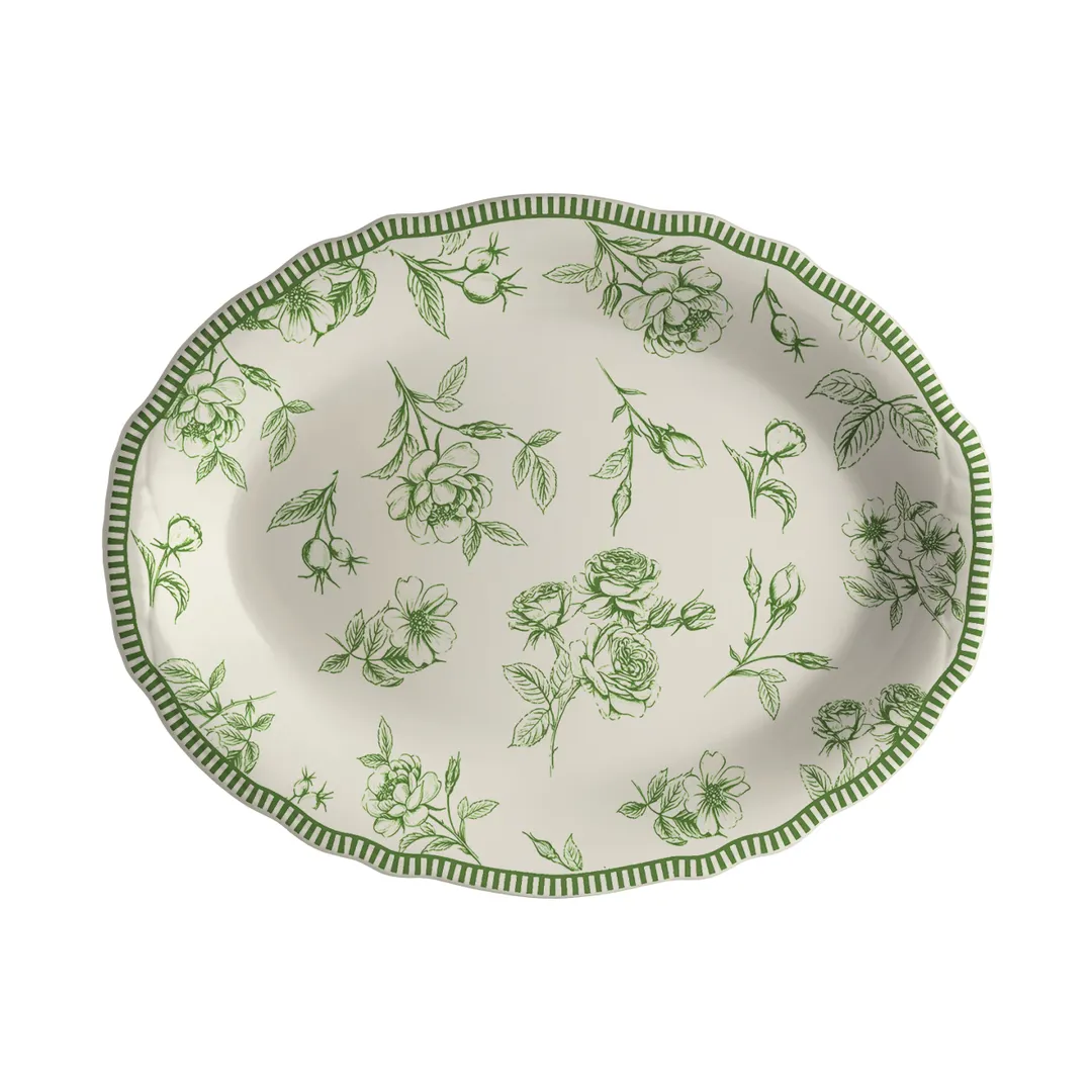 Steelite HL52563885 Oval China Platter 10" x 7.75" Marisa Green Dishwasher/Oven Safe 500°F - 24/Case