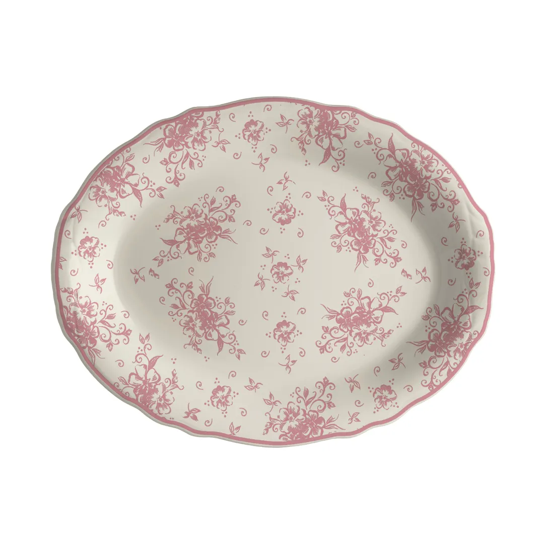 Steelite HL52563888 - Oval China Platter, 10" x 7.75", Liliana Rose, Oven Safe 500°F - 24/Case