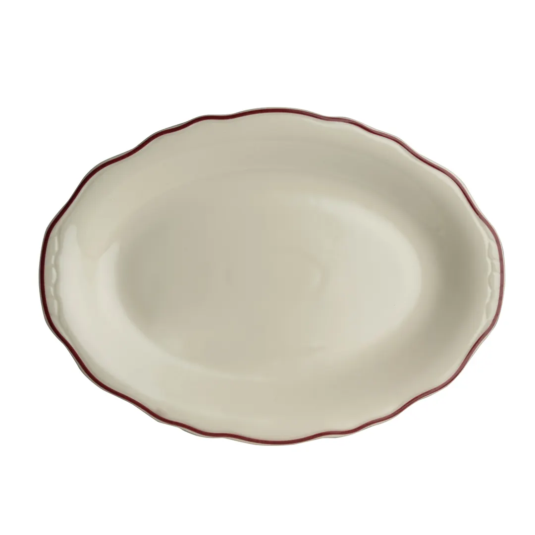 Steelite HL5260866 - Oval Maroon China Platter 11.75" x 8.0" Dishwasher & Oven Safe 500°F - 1 Dozen
