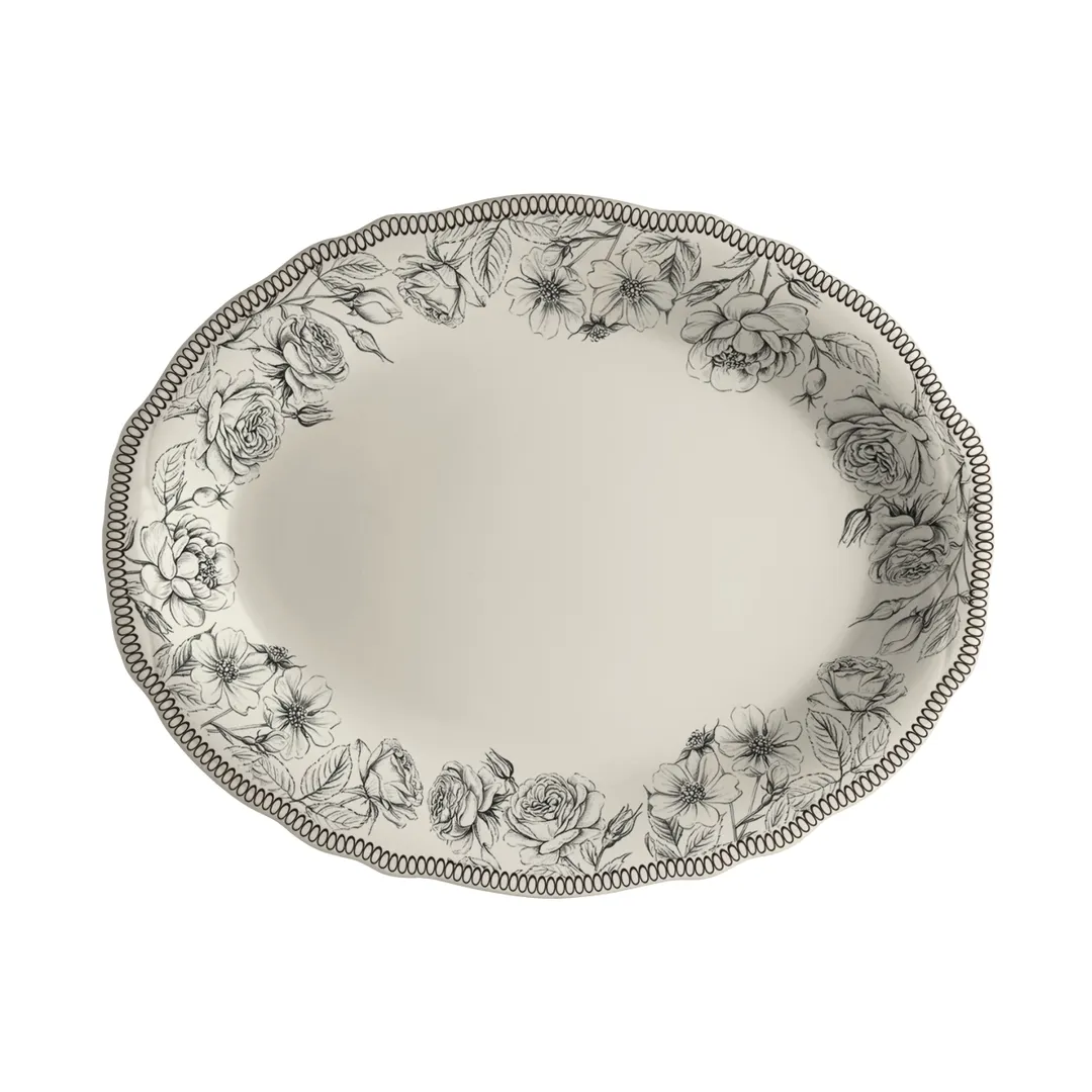 Steelite HL52663872 Oval China Platter, 11.75" x 8" Charcoal, Dishwasher/Oven Safe 500°F - 1 Dozen