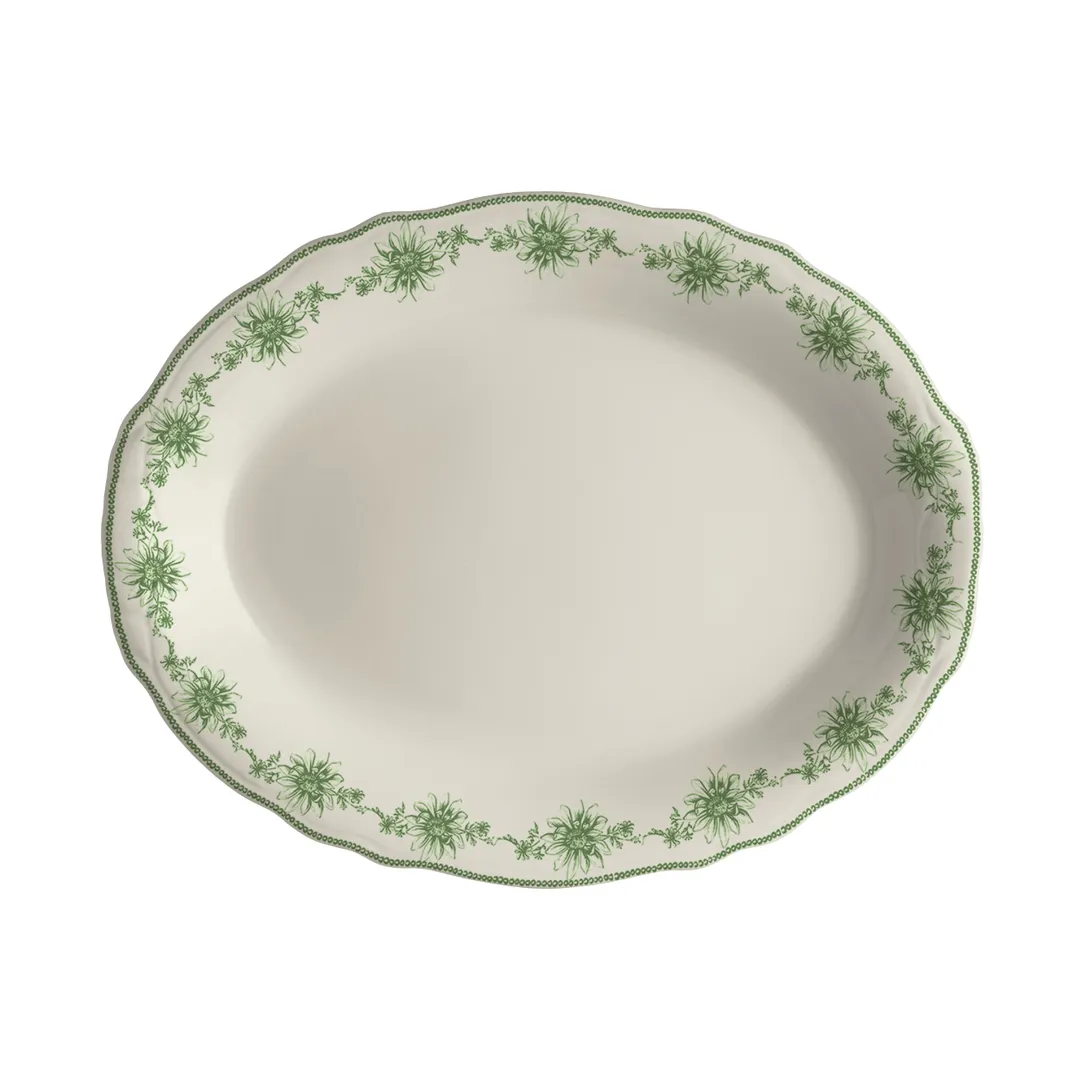 Steelite HL52663880 - Oval Platter 11.75" x 8" Green Scalloped, Dishwasher/Oven Safe 500°F - 1 Dozen