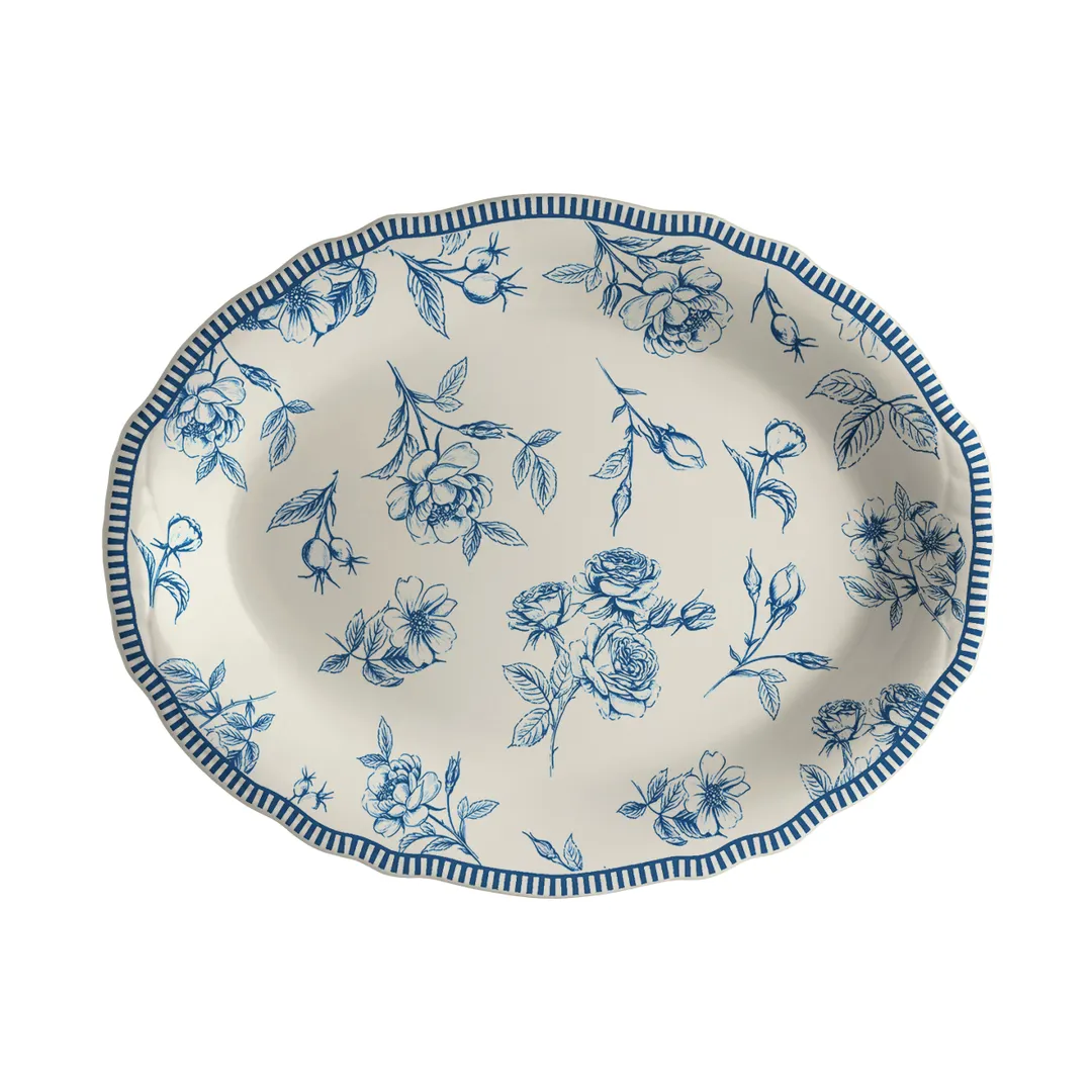 Steelite HL52663884 Oval China Platter 11.75" x 8" Marisa Blue Dishwasher/Oven Safe 500°F - 1 Dozen