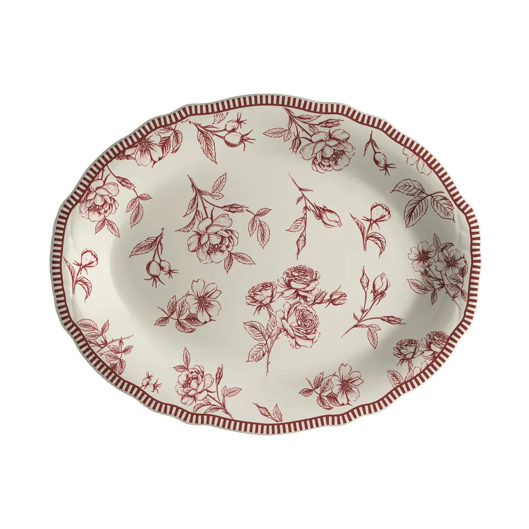 Steelite HL52663886 - Oval China Platter 11.75" x 8" Maroon, Dishwasher/Oven Safe 500°F - 1 Dozen