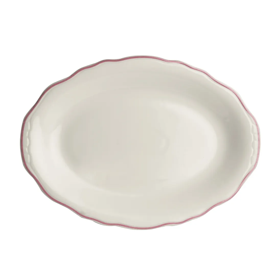 Steelite HL52663928 Oval China Platter, 11.75" x 8" Rose, Dishwasher/Oven Safe 500°F - 1 Dozen