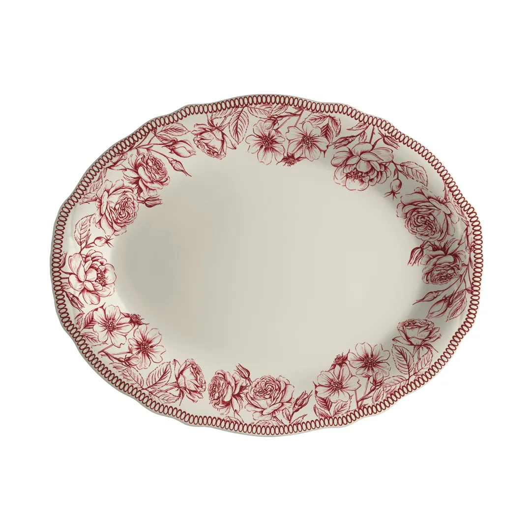 Steelite HL52763876 China Platter, 12.625" x 9.75", Maroon, Dishwasher & Oven Safe 500°F, 1 Dozen