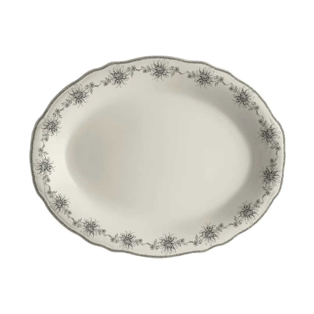 Steelite HL52763877 Oval China Platter, 12.625" x 9.75", Slate, Dishwasher Safe 500°F - 1 Dozen