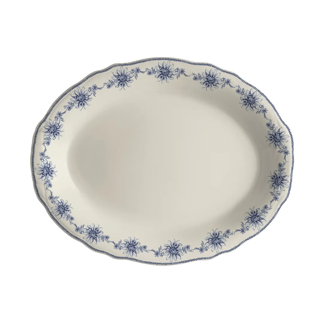 Steelite HL52763879 Oval China Platter, 12.625" x 9.75" Blue, Dishwasher/Oven Safe 500°F, 1 Dozen