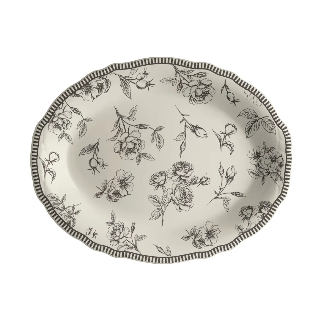 Steelite HL52763882 - Oval China Platter 12.63" x 9.75", Slate, Dishwasher/Oven Safe 500°F - 1 Dozen