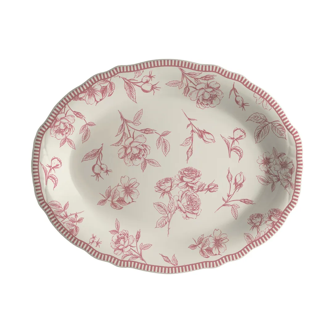 Steelite HL52763883 Oval China Platter, 12.625" x 9.75", Dishwasher/Oven Safe 500°F, Carolyn Design - 1 Dozen