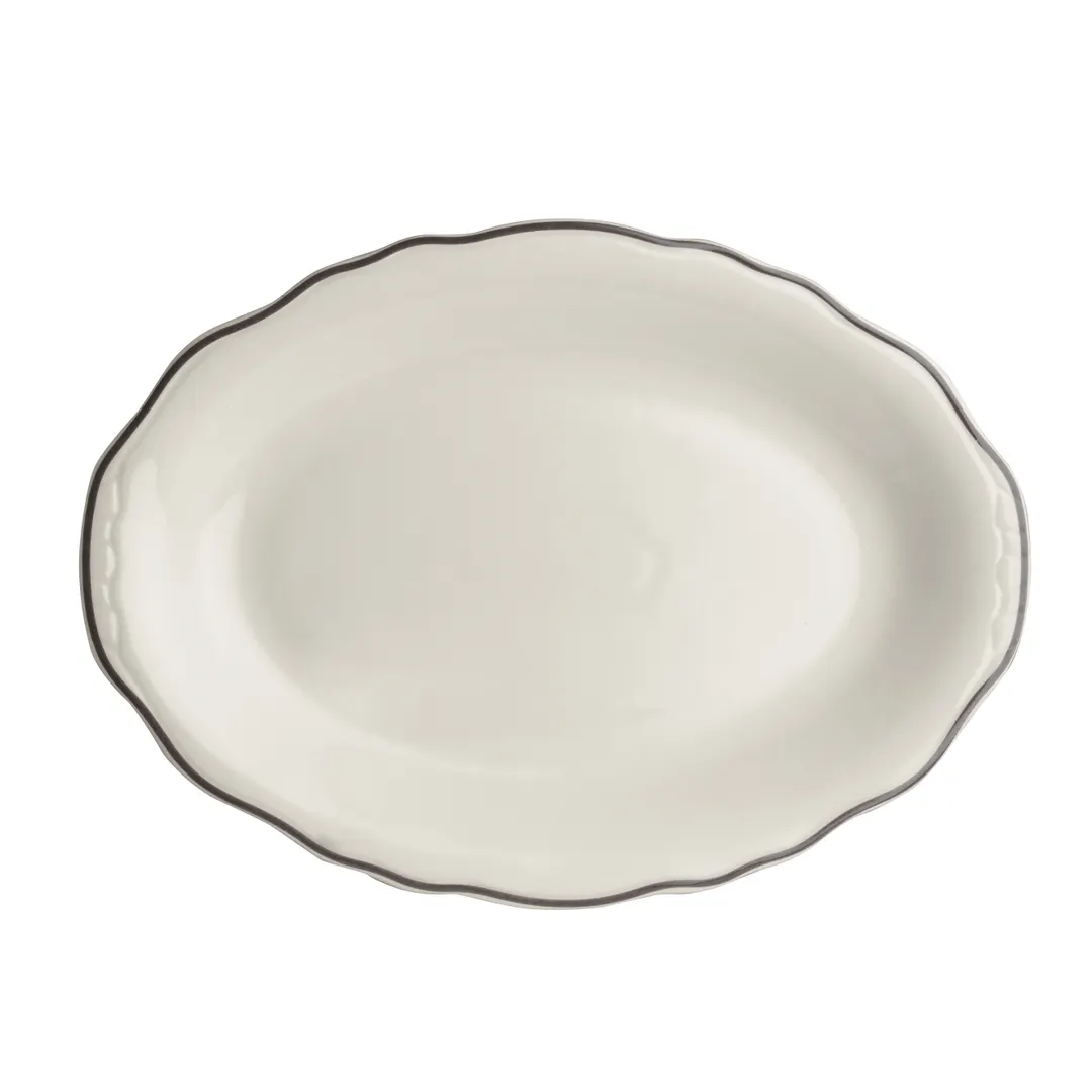 Steelite HL52763927 - Oval China Platter, 12.625" x 9.75" Slate, Dishwasher/Oven Safe 500°F, 1 Dozen