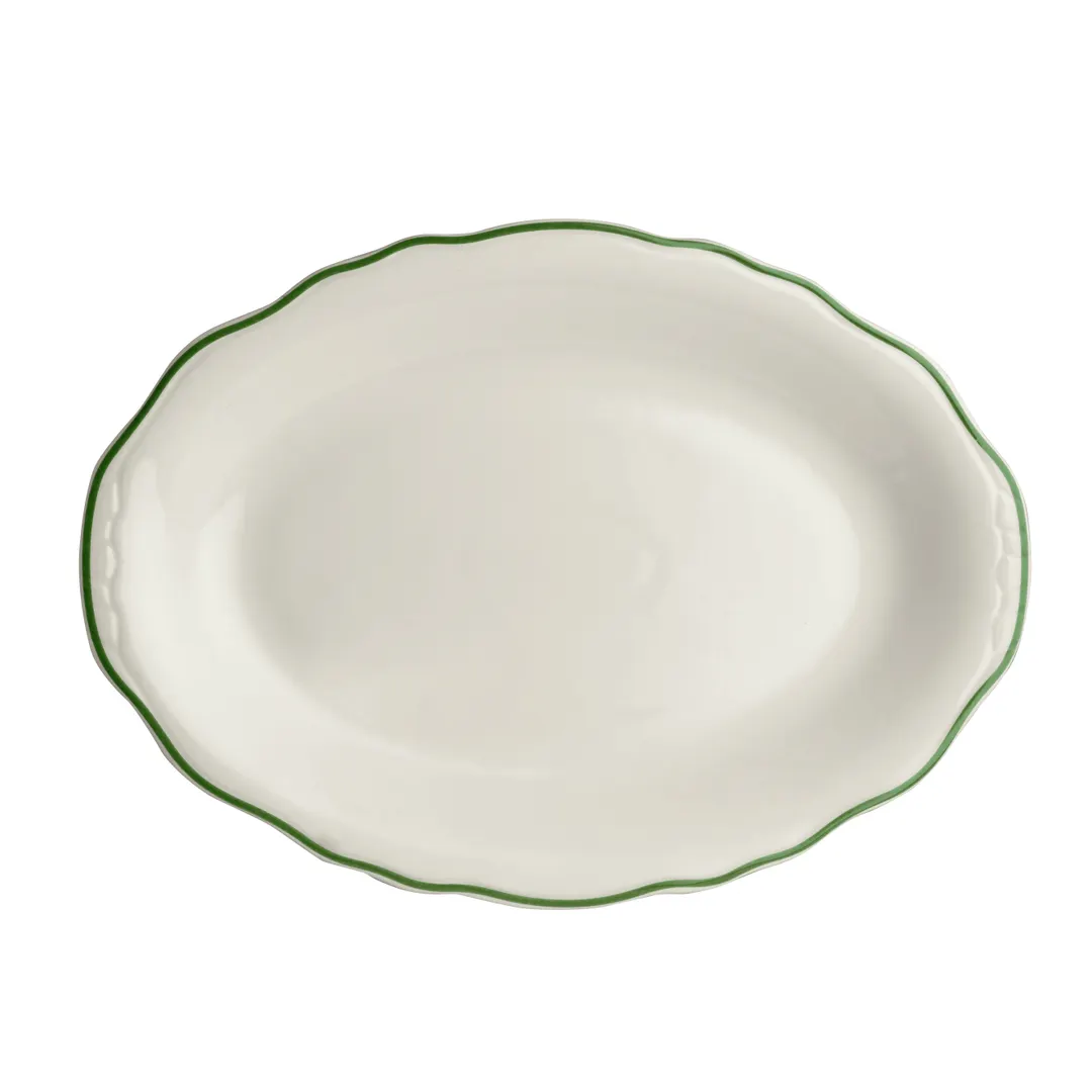 Steelite HL52763930 Oval China Platter 12.625" x 9.75" Styleline Green Oven Safe 500°F - 1 Dozen