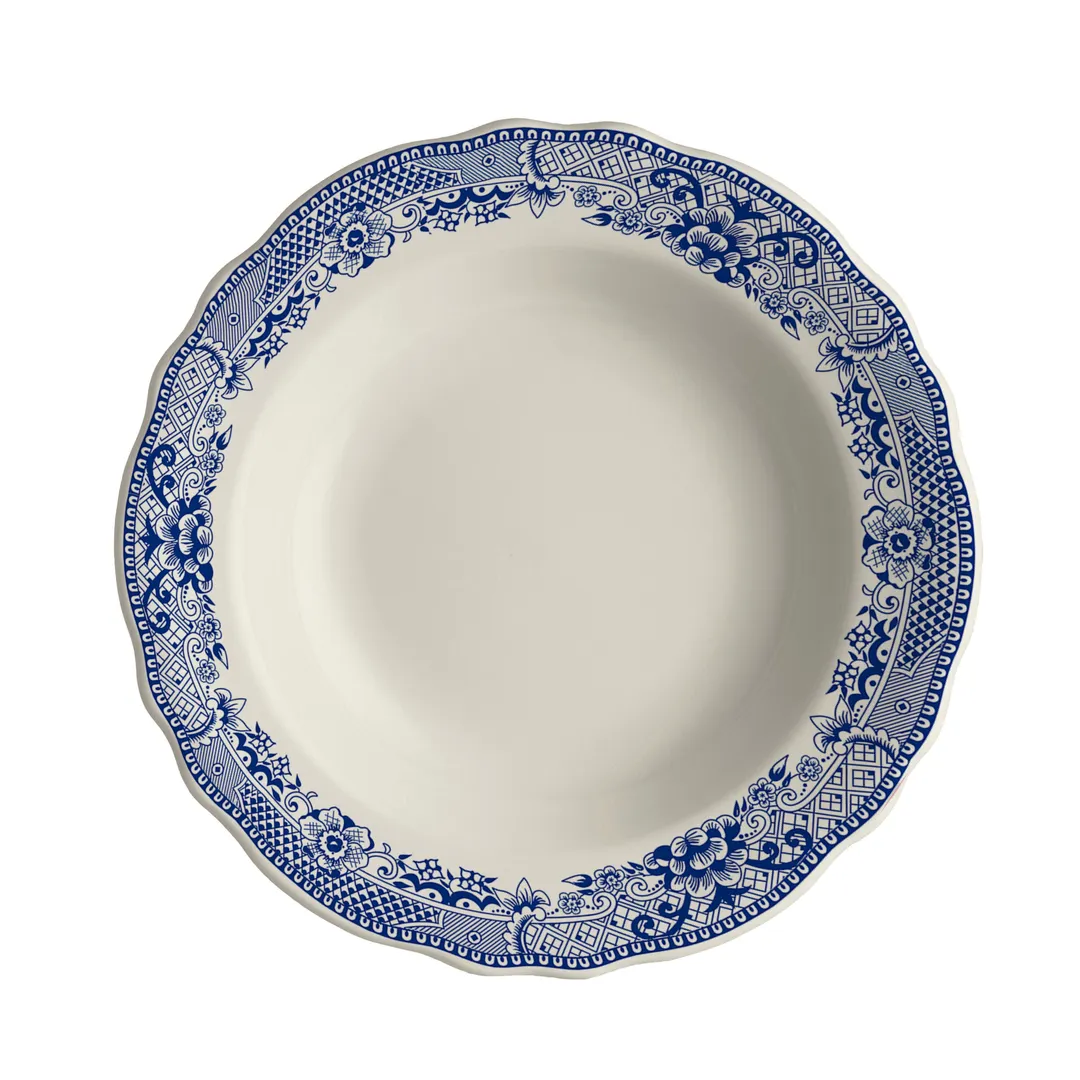 Steelite HL56463924 - 12.75 oz Soup Bowl, 9" x 1.75" Willow Rim Blue China, Oven Safe 500°F - 24/Case