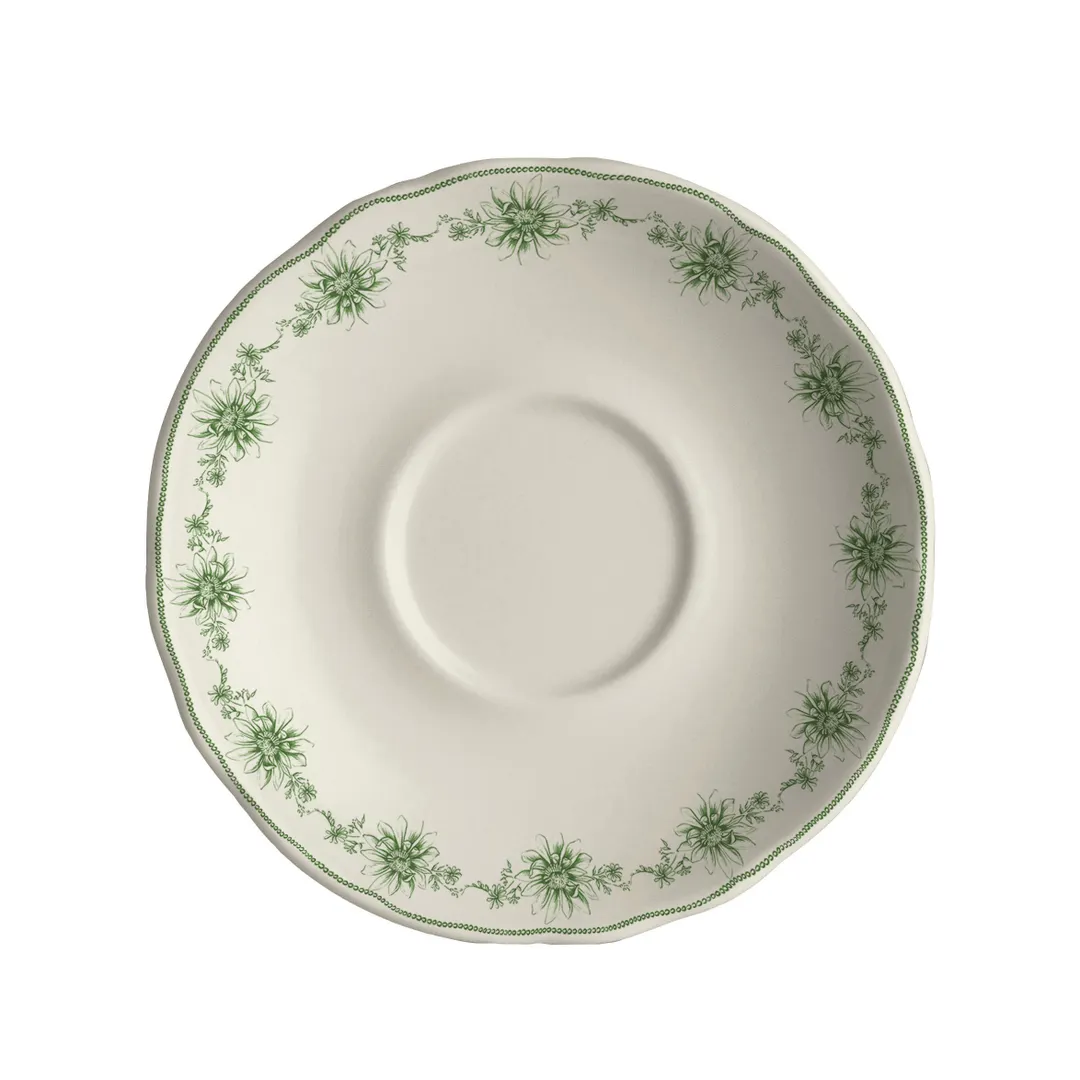 Steelite HL58063880 5.625" Round China Saucer, Giselle Green, Dishwasher/Oven Safe 500°F - 36/Case
