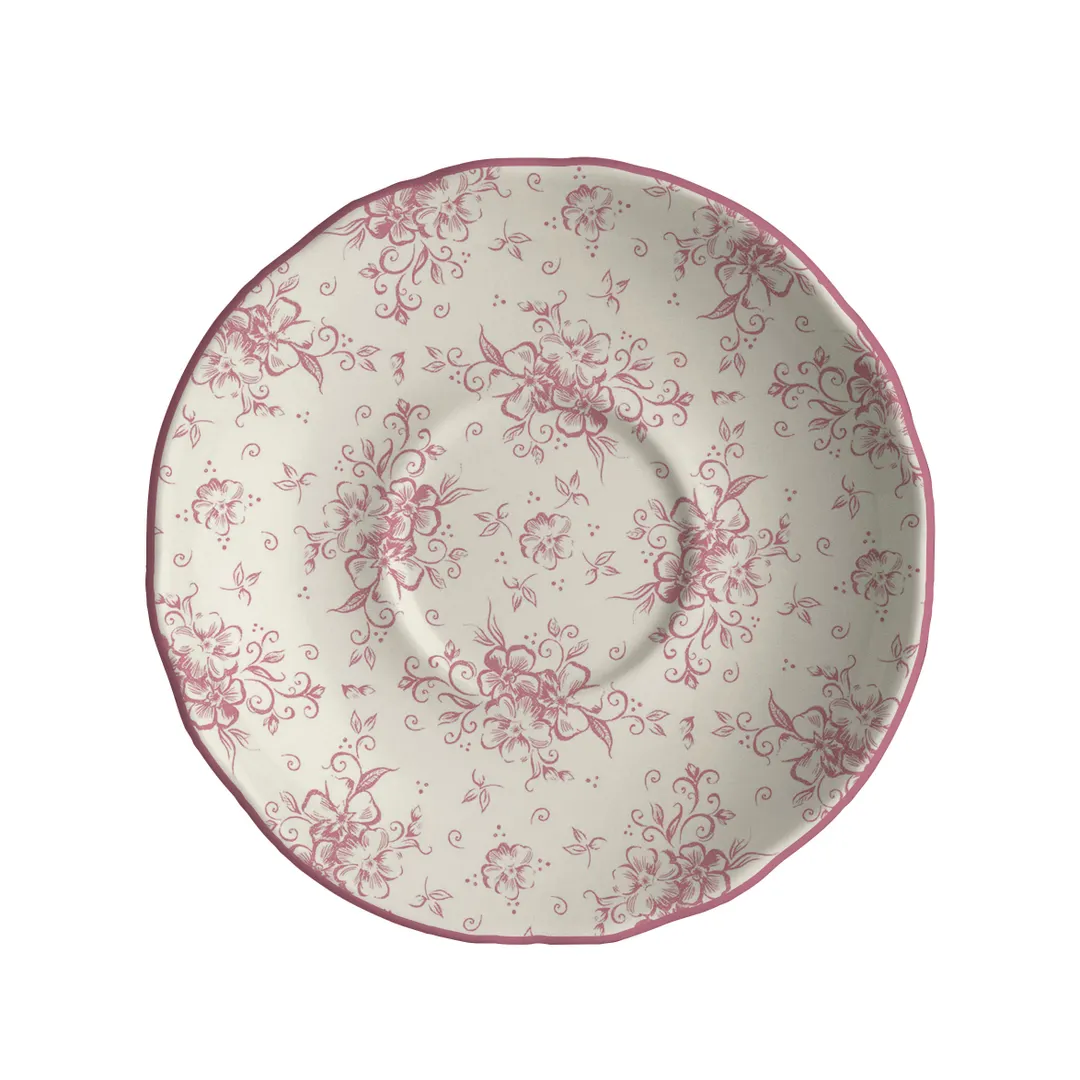 Steelite HL58063888 - 5.625" China Saucer Liliana Rose Scalloped Edge Dishwasher & Oven Safe - 36/Case